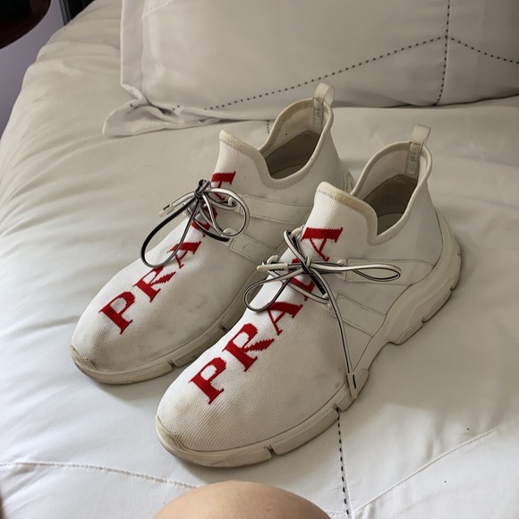 Prada XY Logo Sock white and red Sneakers Size 39.5 - Picture 4 of 6